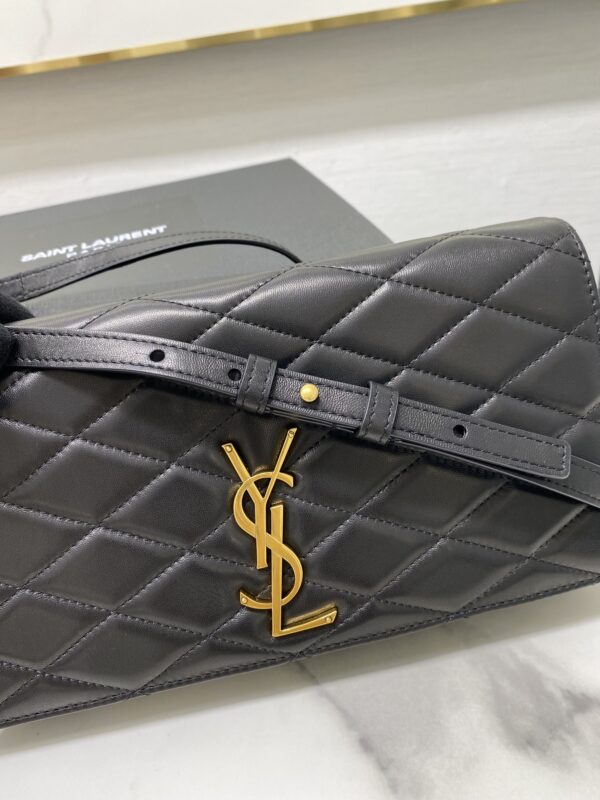 YSL Yves Saint Laurent's Rhombus Quilted Texture Handbag - Black - Image 3