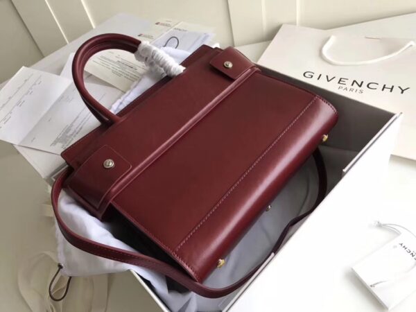 Givenchy Horizon Plain Smooth Leather Handbag - Maroon - Image 4