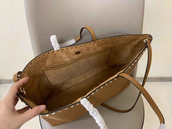 Valentino Counter Garavani Rockstud Calfskin Shopping Bag - Brown - Image 3