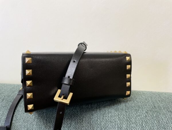 Valentino Garavni Rockstud Alcove Grained Calfskin Box Bag - Black - Image 3