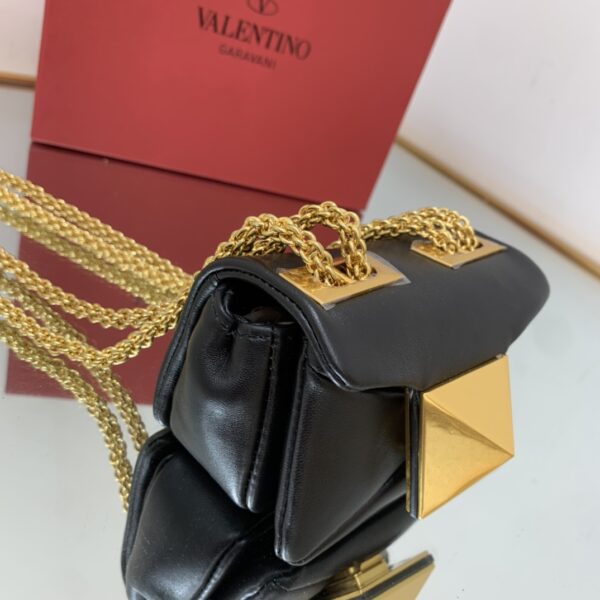 Valentino Garavani One Stud Soft Mini Chain Handbag - Black - Image 4