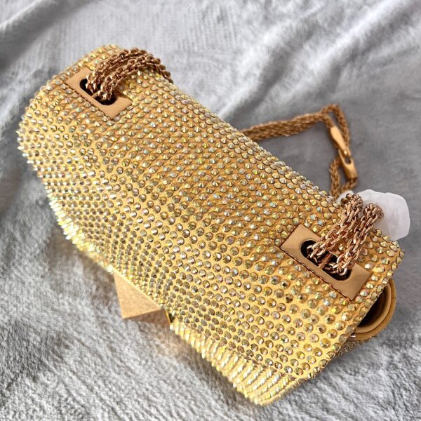 Valentino Garavani One Stud Crystal-embellished Shoulder Bag - Golden - Image 4