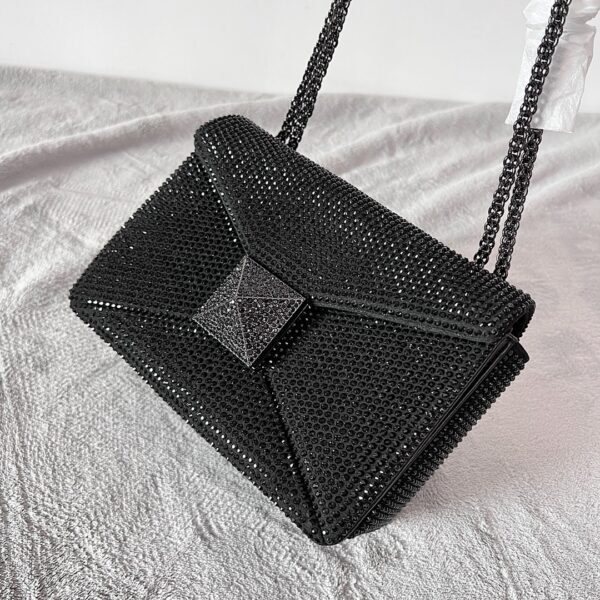 Valentino Garavani One Stud Crystal-embellished Shoulder Bag - Black - Image 2